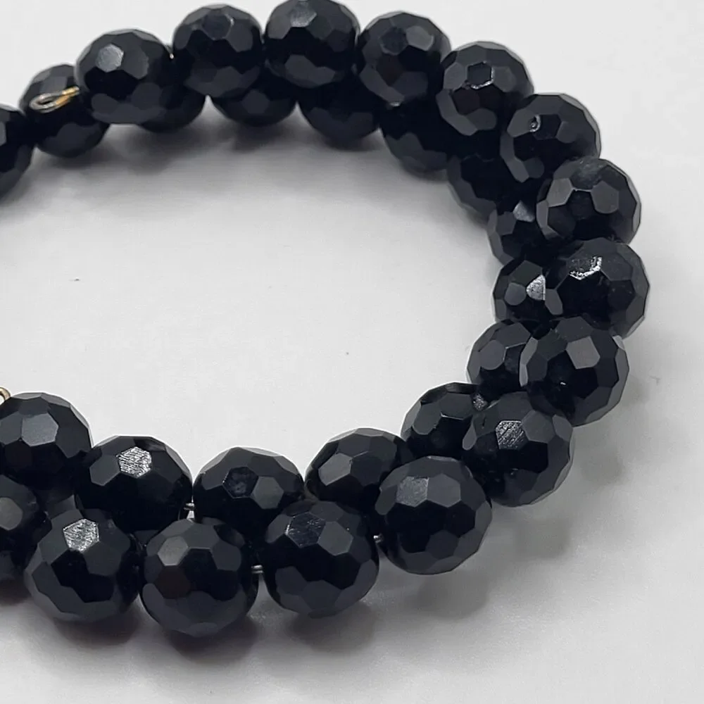 Vintage Minimalist Black Faceted Acrylic Wrap around Bracelet